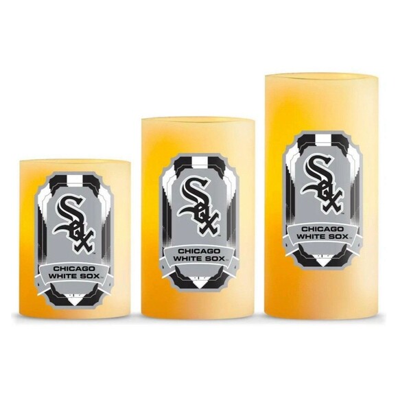 Chicago White Sox MLB - LED Light Candle 3 Piece Set [NEW] Vanilla with Remote - Picture 1 of 5
